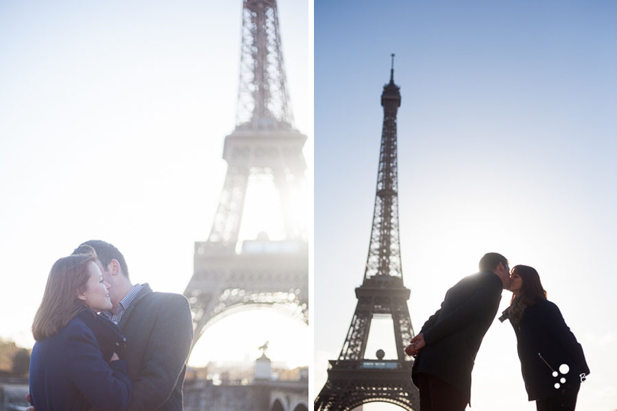 Winter photo session of two lovers at the Eiffel Tower, Paris | Bulles de Joie Photographer, Paris photographer