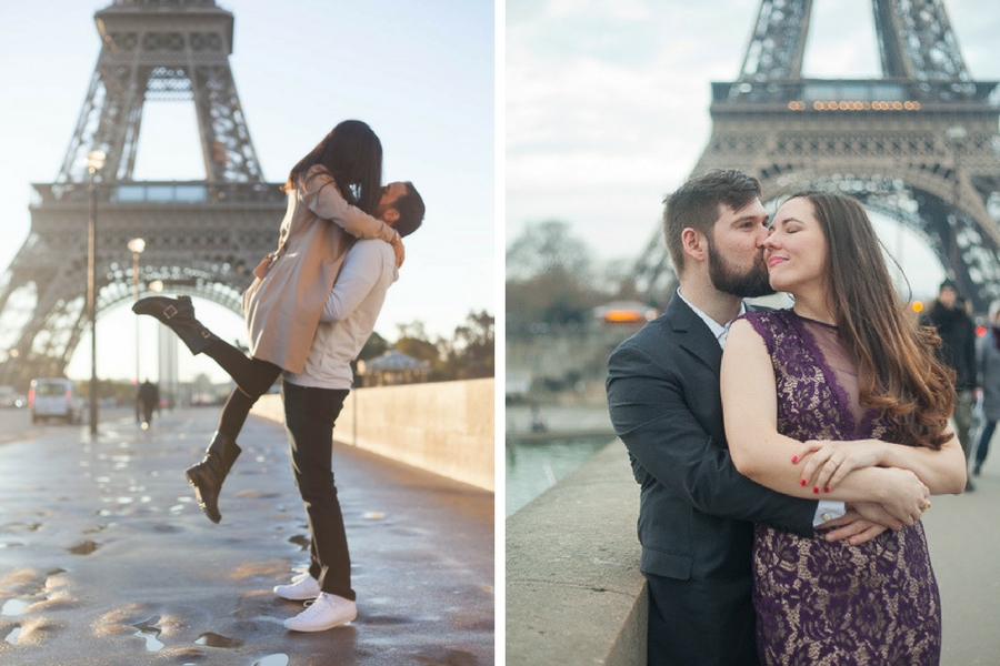 Photo that illustrate the difference between a sunrise and a sunset time for a Couple Photoshoot in Paris?