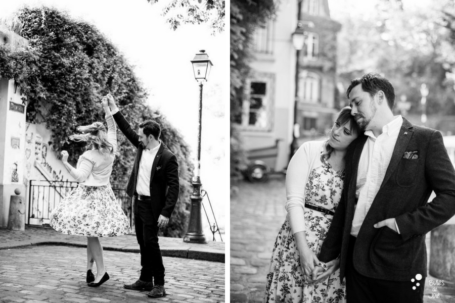 Engagement photo session in Montmartre, Paris | by the Paris engagement photographer: Bulles de Joie