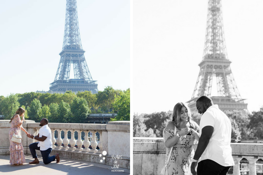Surprise proposal Bir Hakeim, Eiffel Tower by the Paris Engagement Photographer, Bulles de Joie