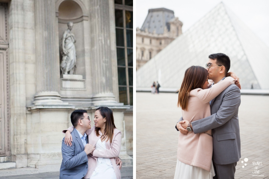 Paris engagement photo session at Trocadero and the Louvre - by Bulles de Joie, Paris engagement photographer