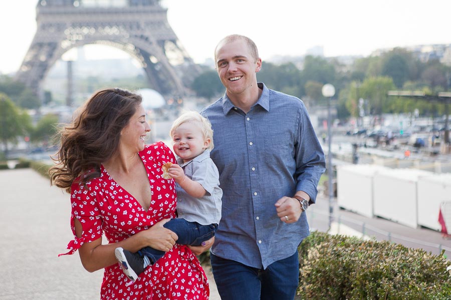 Joyful picture of a family on vacation in Paris 