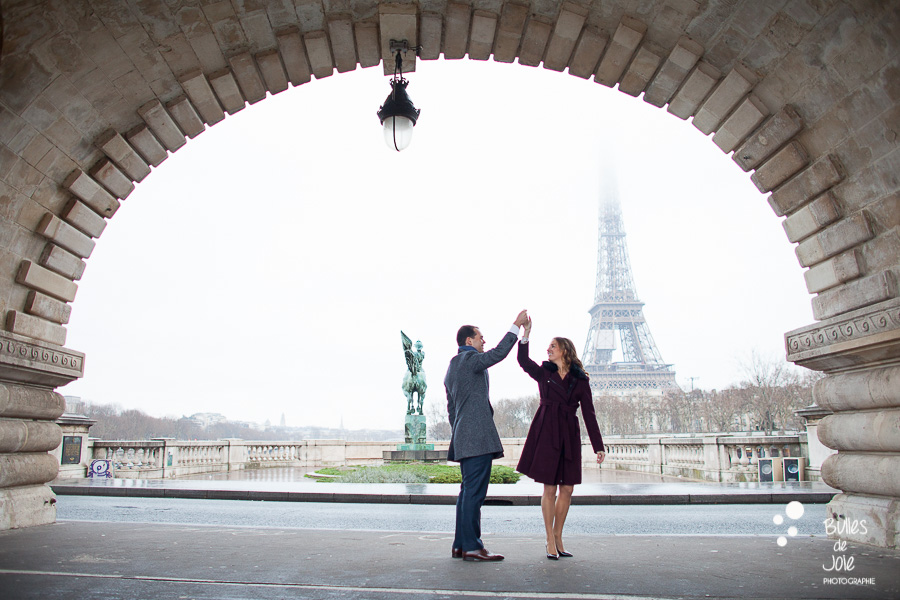 Paris Winter engagement photo session Eiffel Tower - English speaking engaement & honeymoon photographer 