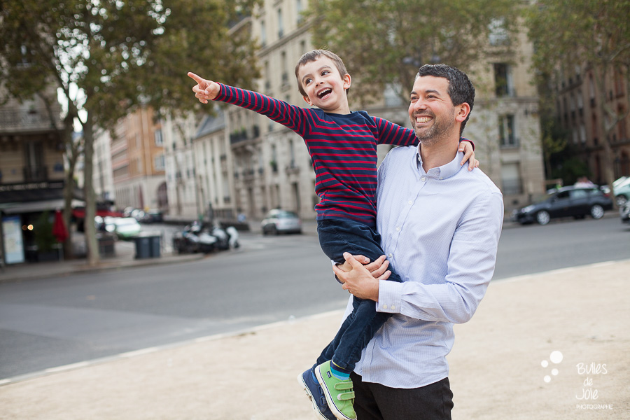 Candid dad and son shot in Paris