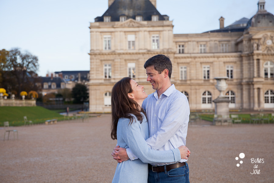 Couple shot in Luxembourg Gardens, Paris